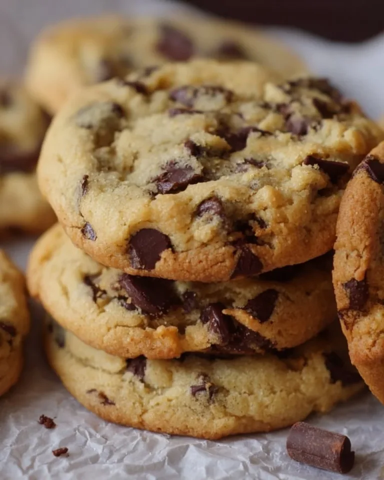 Delicious bakery-style chocolate chip cookies with melted chocolate chips