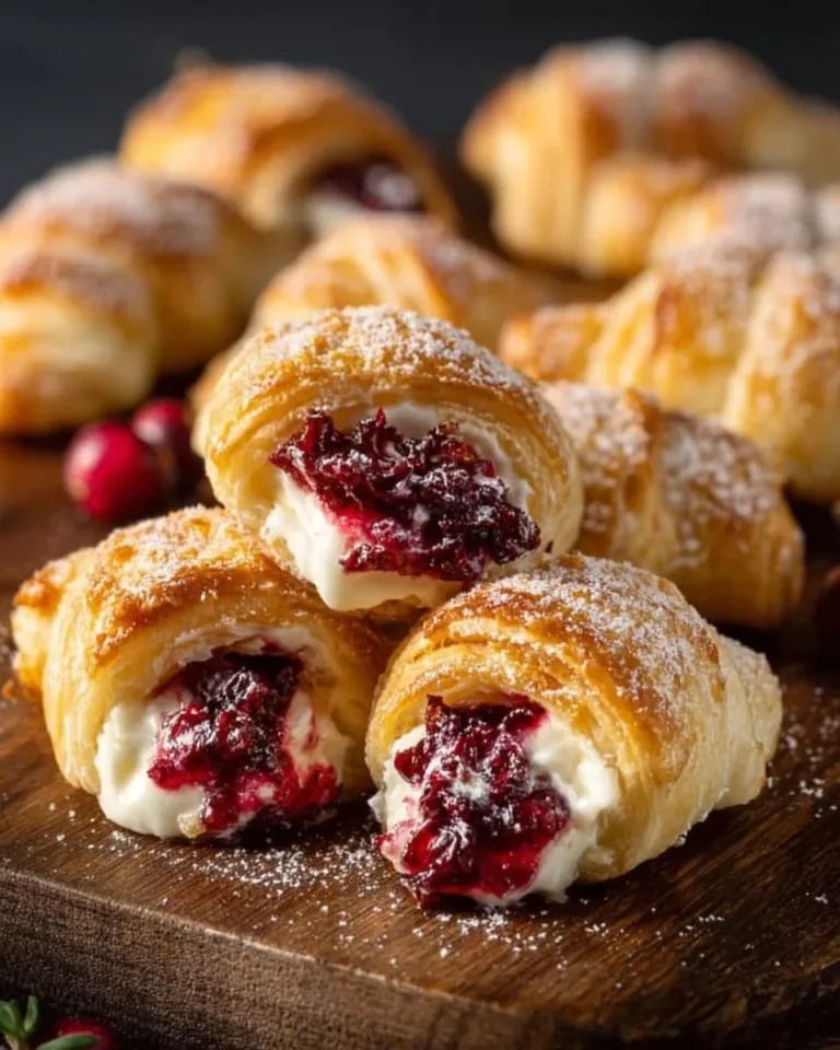 Cranberry Cream Cheese Crescent Bites served on a festive platter