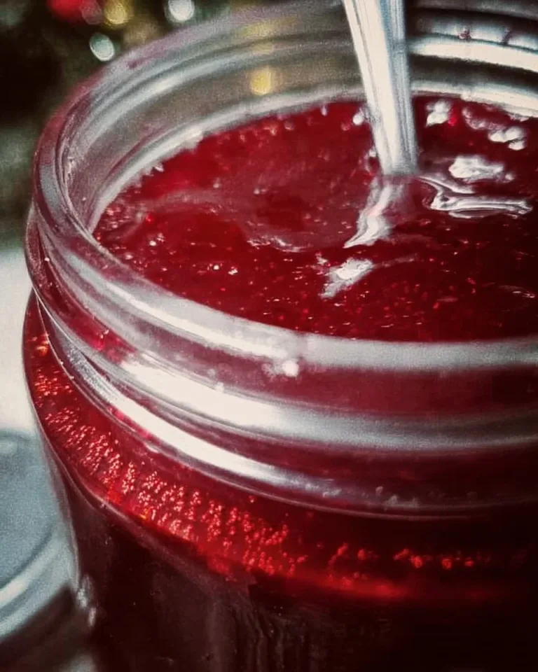 Jar of homemade Sweet Christmas Cranberry Jam for holiday gifting