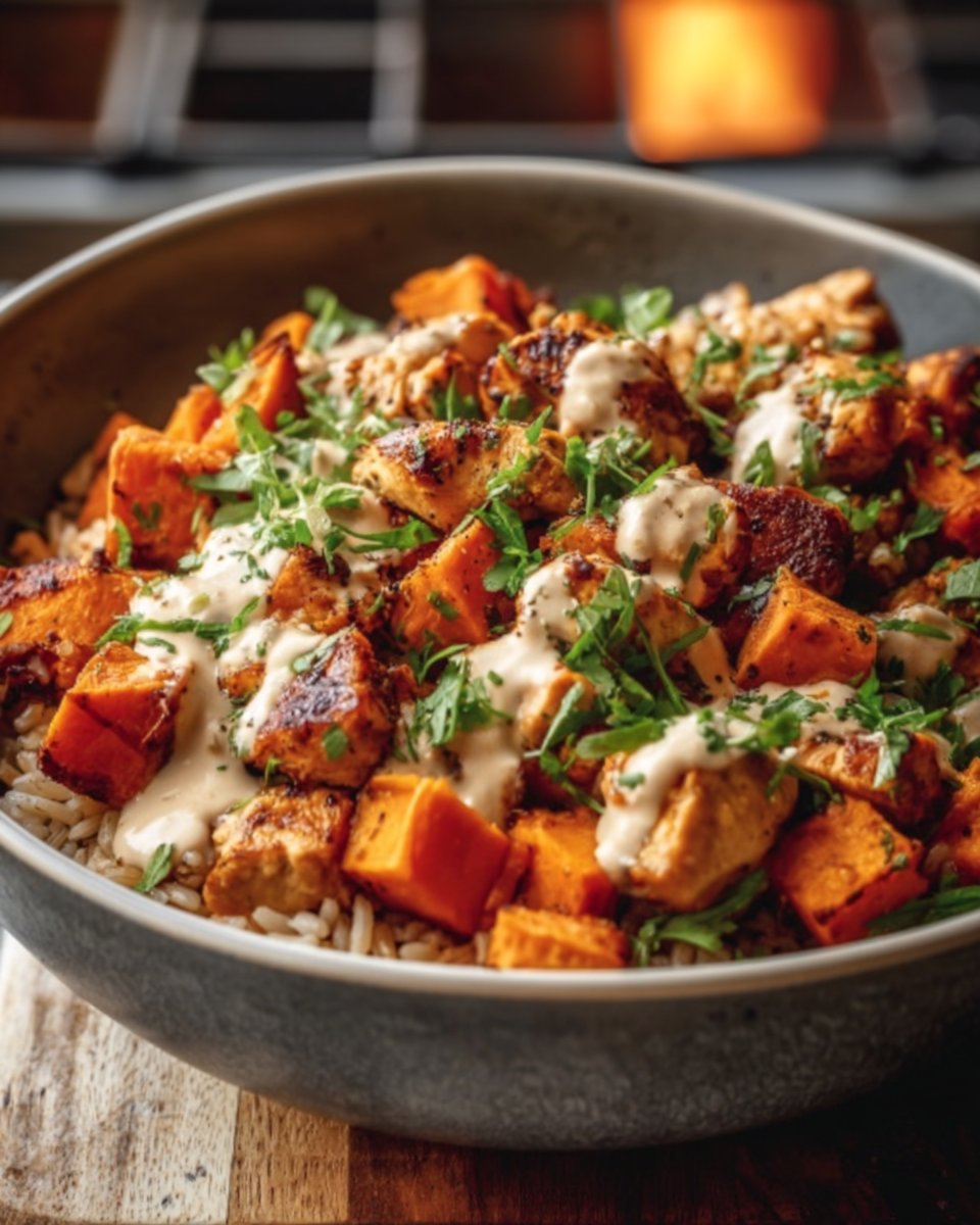 Healthy Chicken & Sweet Potato Rice Bowl