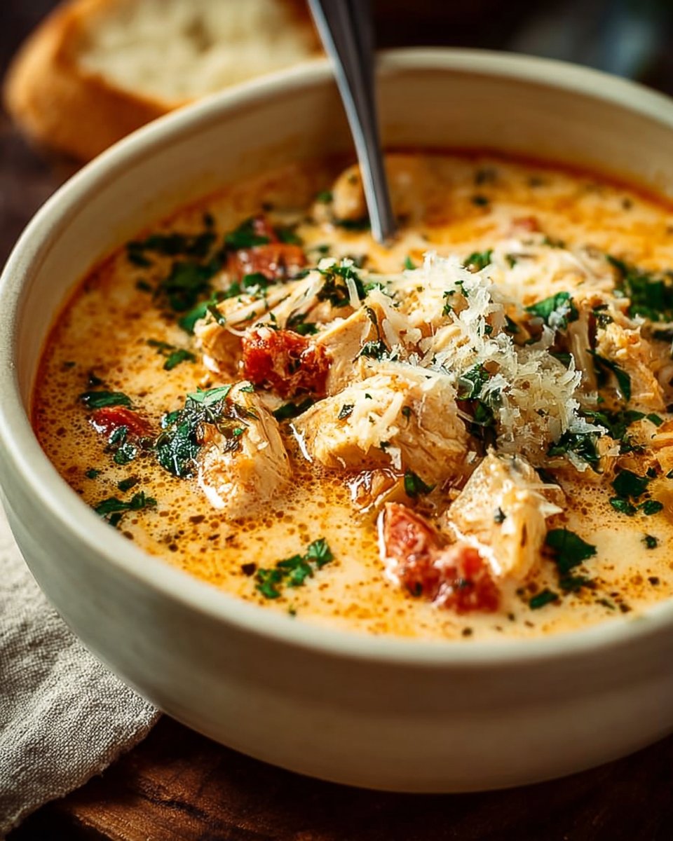 Crock Pot Creamy Chicken Parmesan Soup