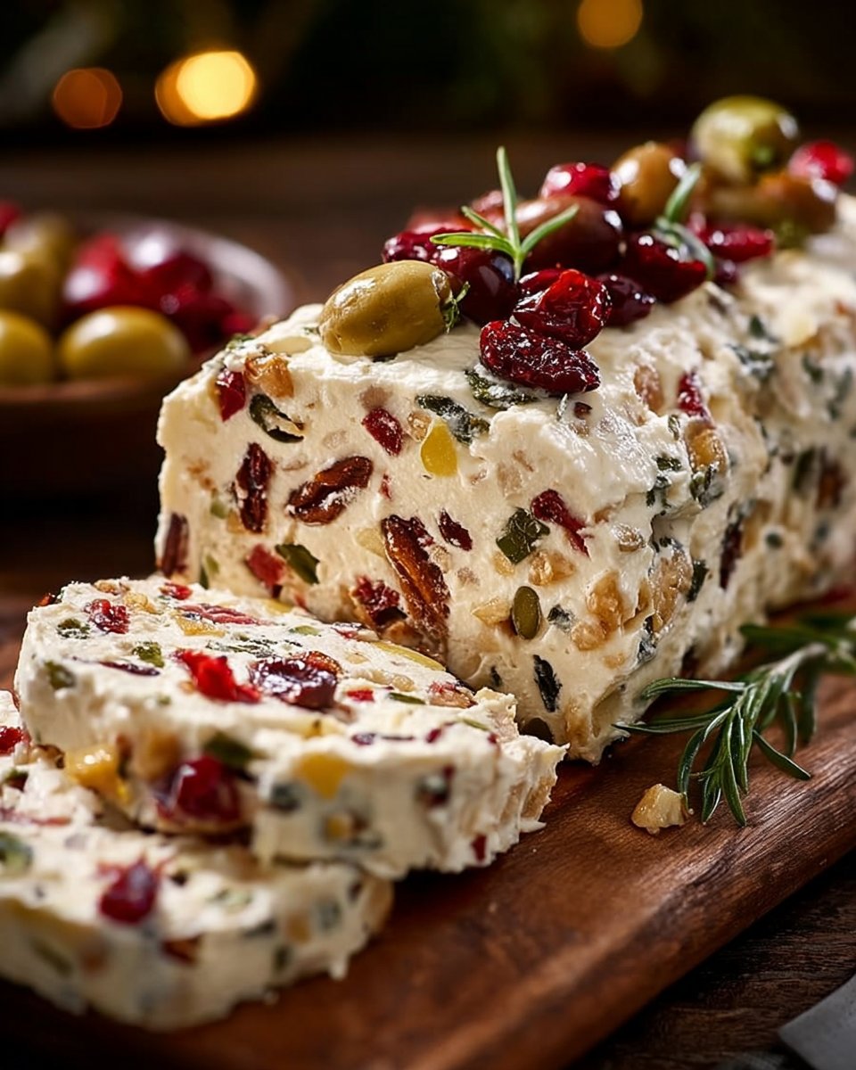 Festive Holiday Antipasto Cream Cheese Log
