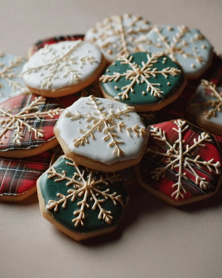 A variety of winter themed cookies decorated with festive icing and sprinkles.