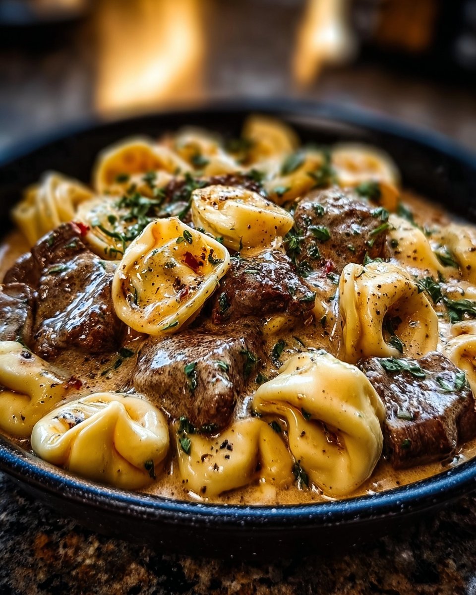 Cracked Garlic Steak Tortellini in Creamhouse Sauce Bliss