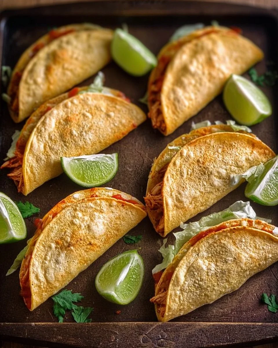 Plate of delicious 20-minute baked chicken tacos with fresh toppings.