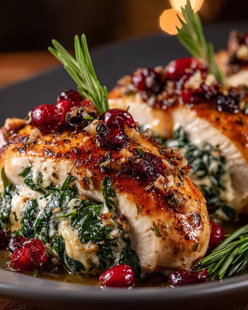 Spinach & Cranberry Stuffed Chicken Breasts
