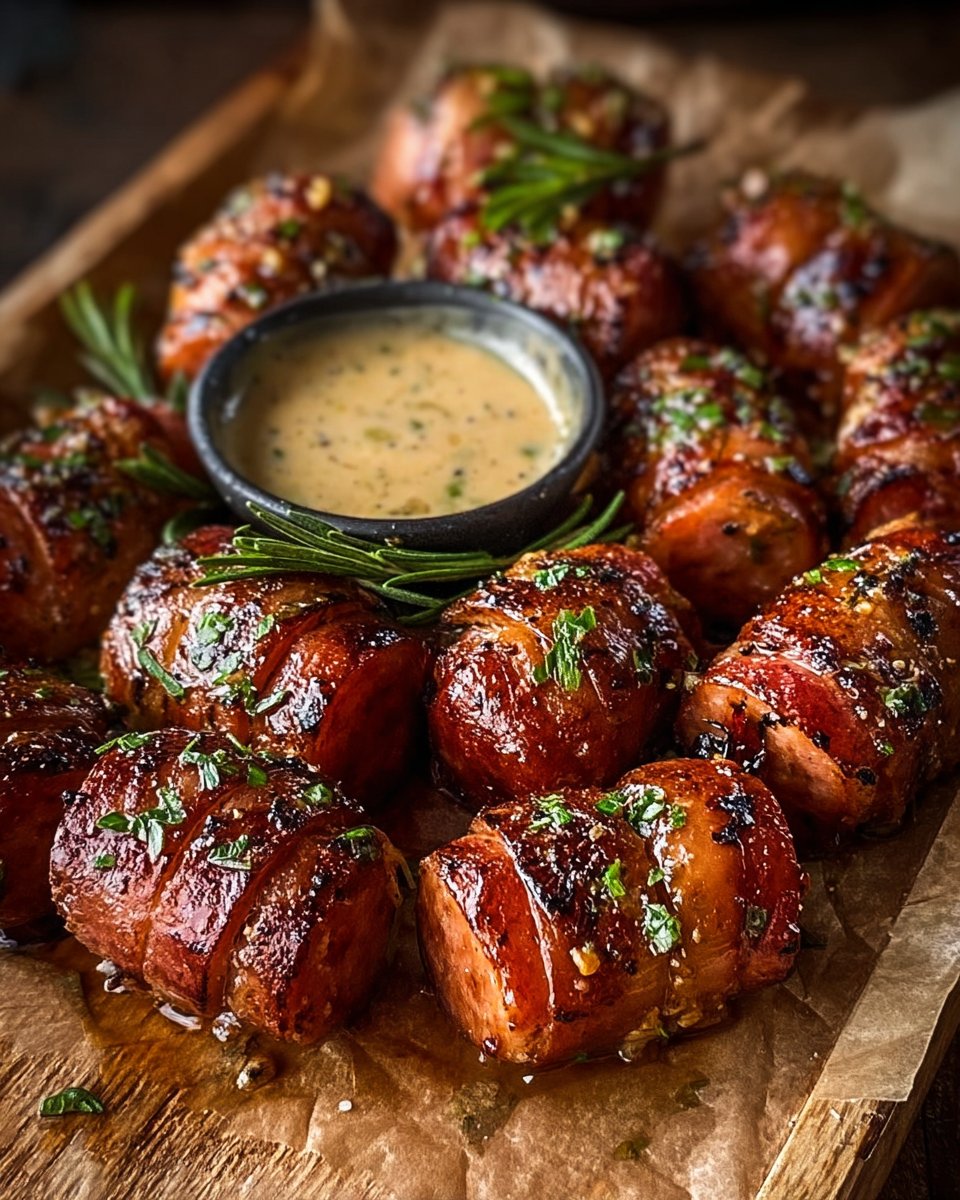 Mustard Hasselback Kielbasa Bites
