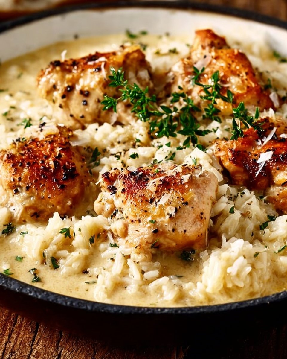 Creamy Parmesan Chicken Thighs with Rice