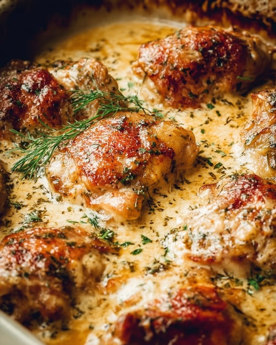 Creamy Oven Baked Chicken Thighs