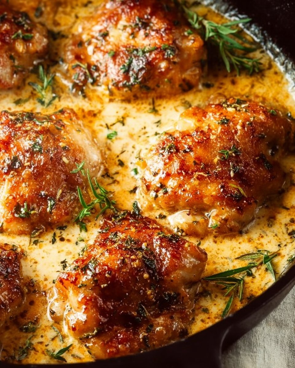 Creamy Oven Baked Chicken Thighs