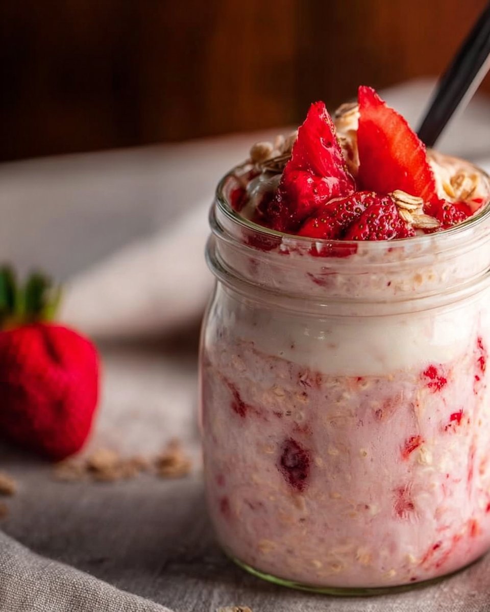 Homemade Blended Strawberry Overnight Oats