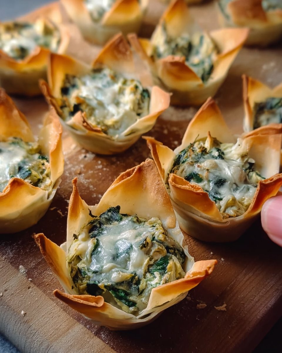 Spinach and Artichoke Wonton Cups