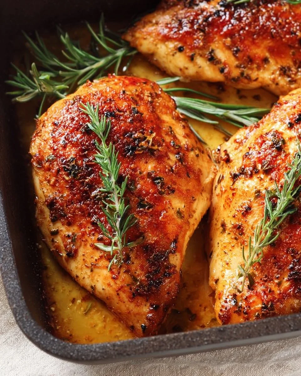 Juicy baked chicken breast served with vegetables on a plate