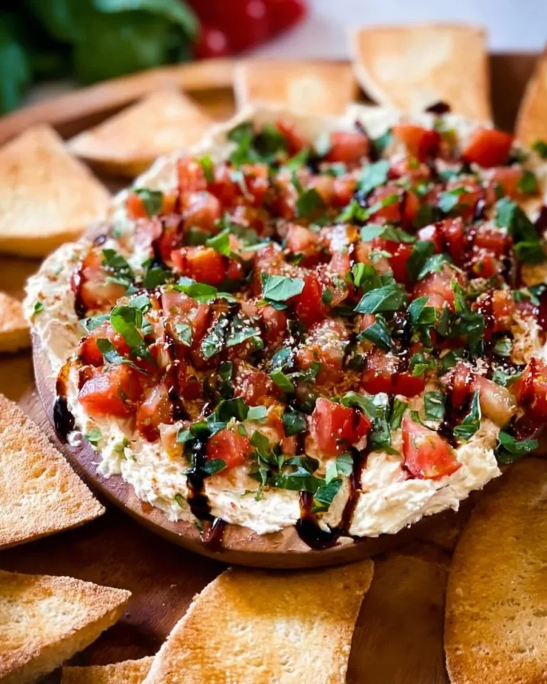 Delicious Bruschetta Dip served with crusty bread and fresh herbs