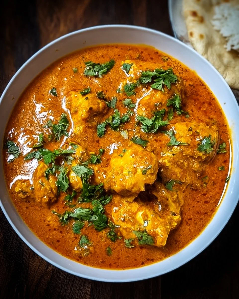 Delicious Indian Chicken Curry served in a bowl with aromatic spices