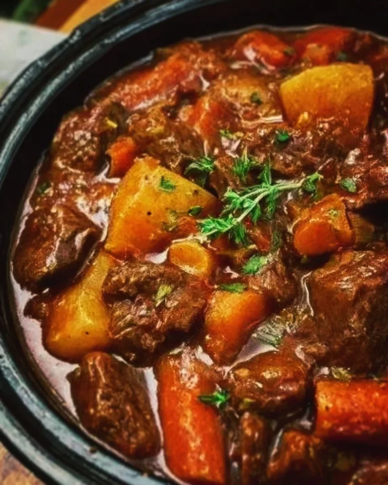 Delicious crock pot beef stew with tender meat and vegetables