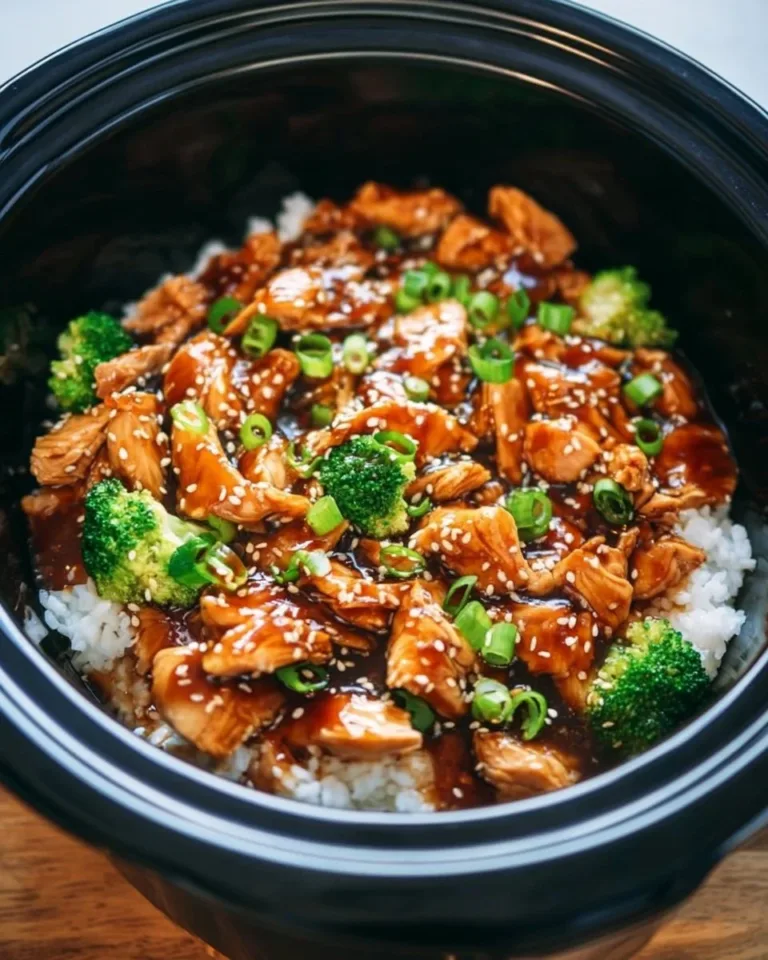 Delicious Dump and Go Crockpot Teriyaki Chicken in a bowl