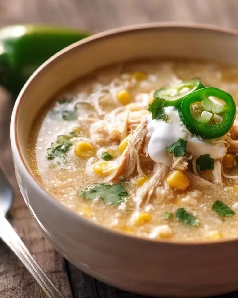Bowl of Easy Crockpot White Chicken Chili Soup, hearty and delicious.