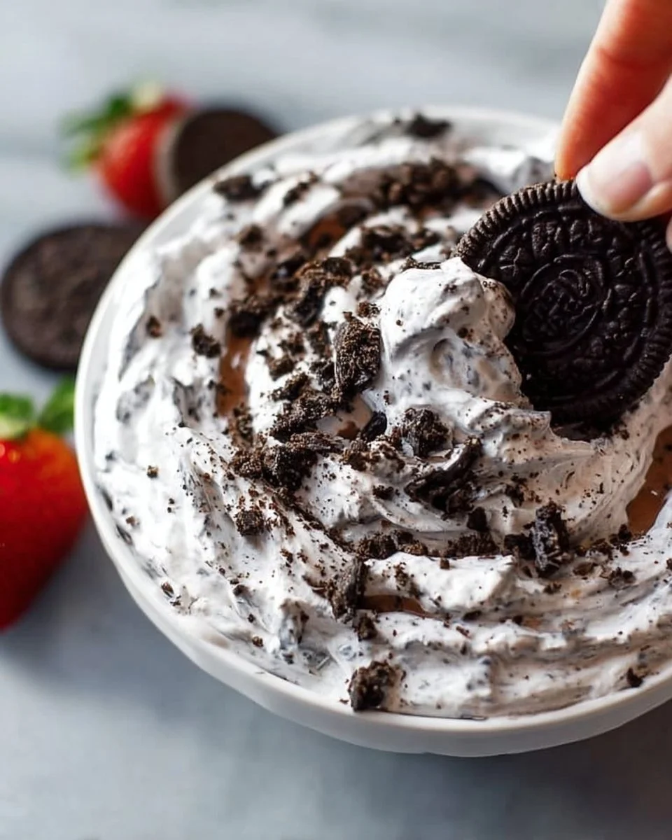 Delicious homemade Oreo Dip served with cookies for dipping