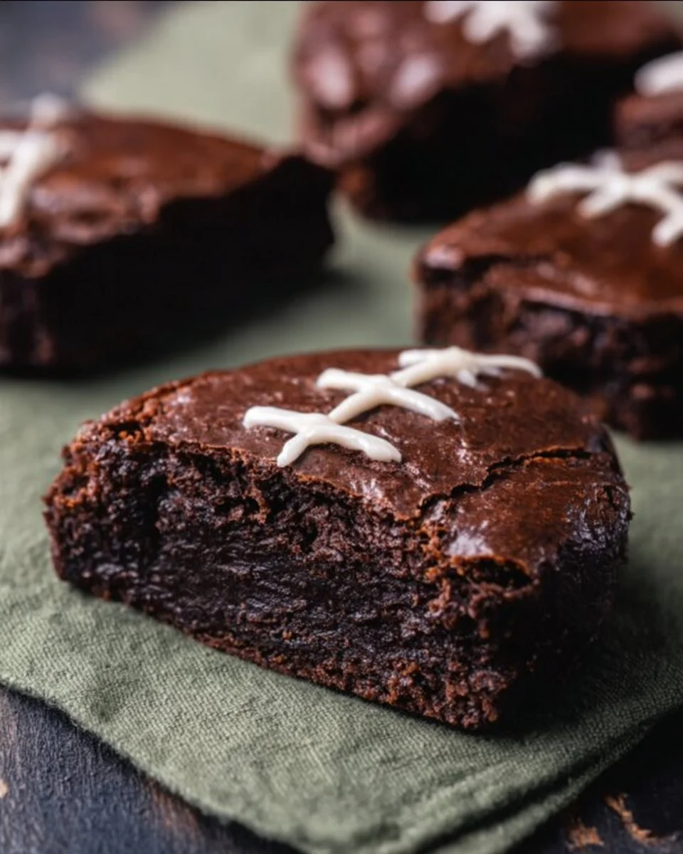 Delicious football brownies decorated for game day celebrations