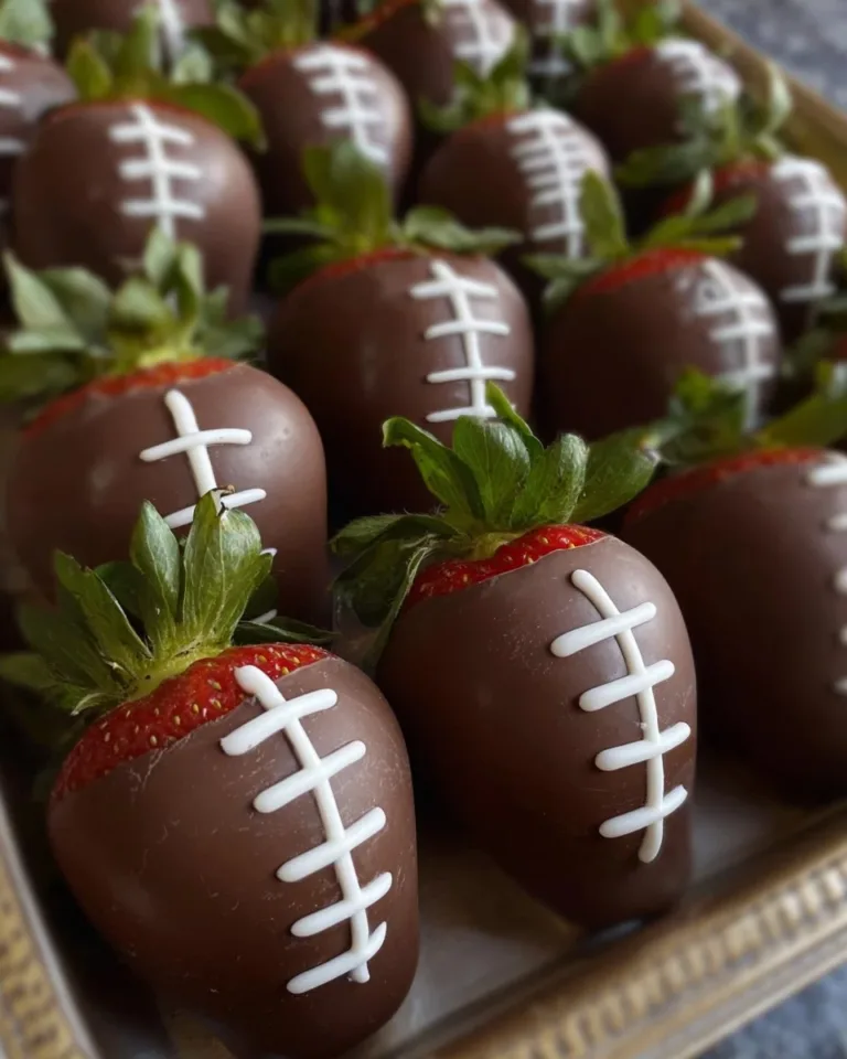 Football-themed chocolate-covered strawberries for game day treats