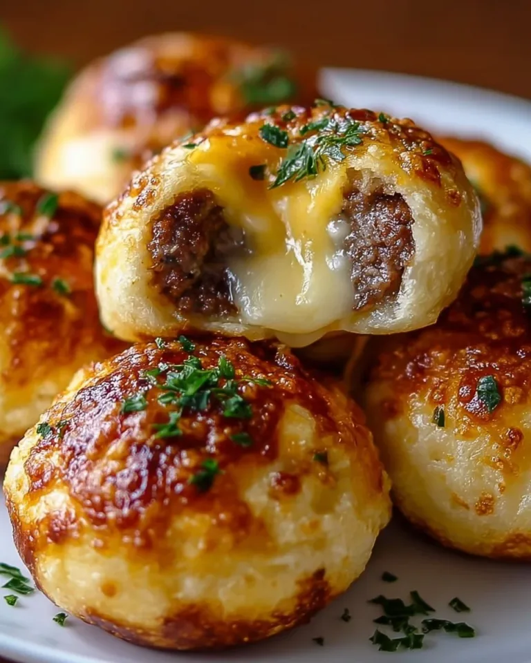 Garlic Parmesan Cheeseburger Bombs ready to be served