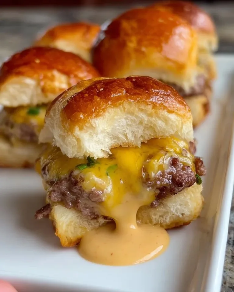 Delicious Hawaiian Roll cheeseburger sliders ready to serve.