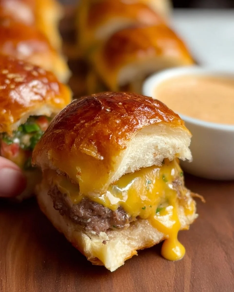Hawaiian Roll Cheeseburger Sliders on a platter