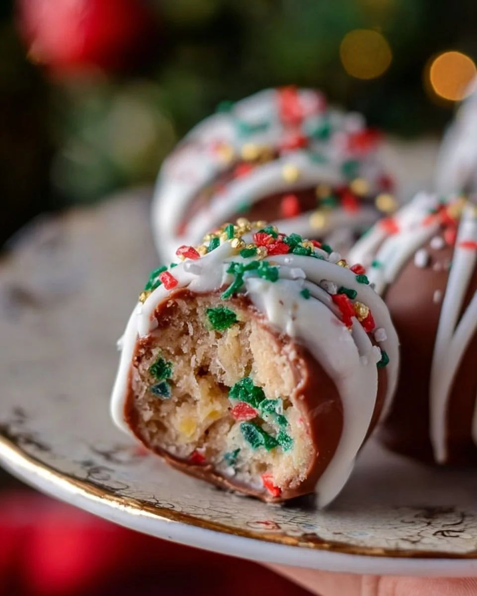 Delicious Little Debbie Christmas Tree Cake Truffles decorated for the holidays