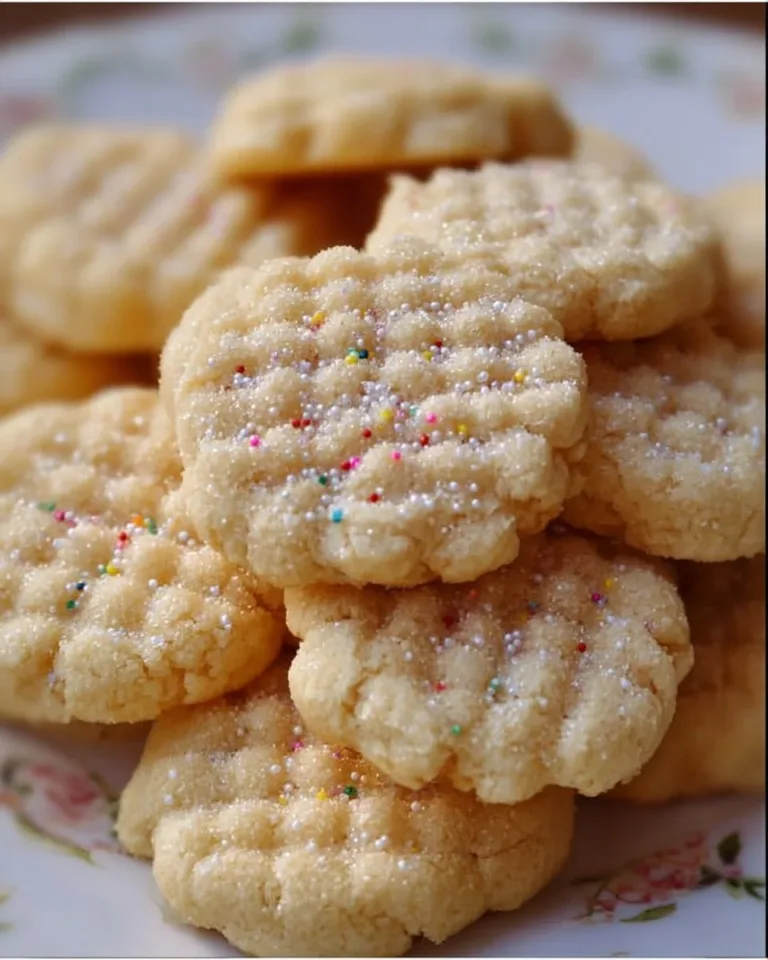 Melt-in-your-mouth sugar cookies on a baking tray with sprinkles