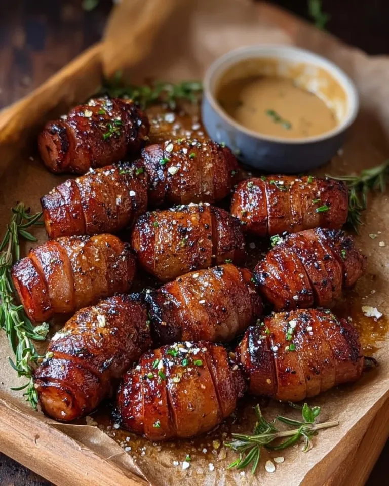 Mustard Hasselback Kielbasa Bites served on a platter