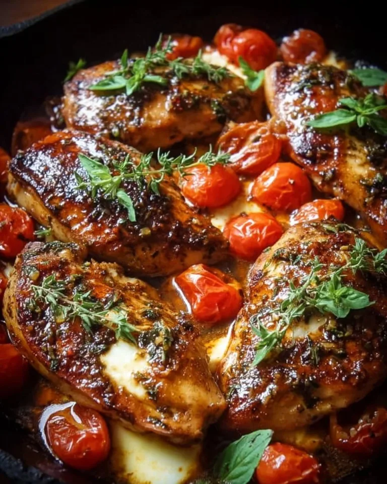 One-Pan Juicy Chicken with Balsamic Sauce served on a plate