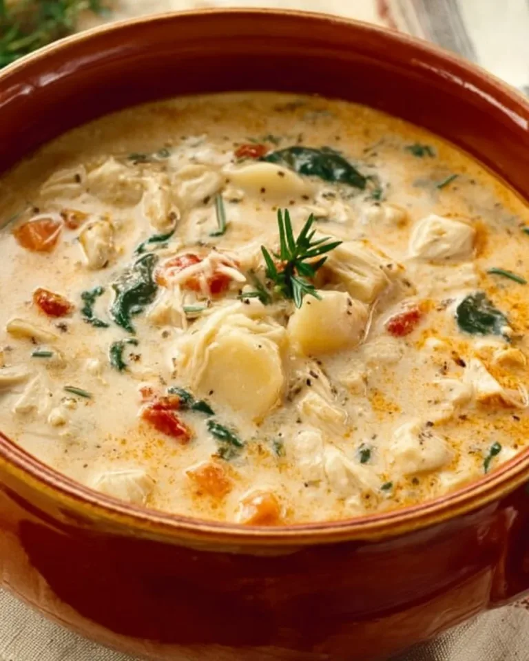 Hearty chicken soup ready to serve, featuring fall ingredients from chicken recipes.