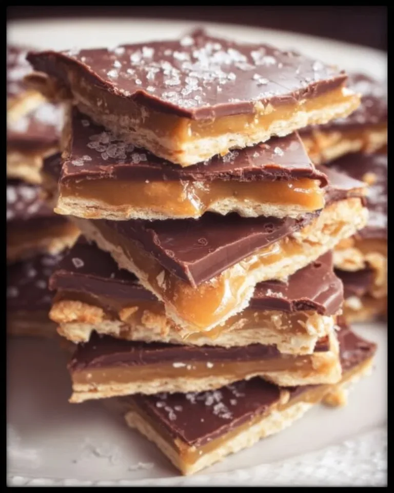Delicious homemade Saltine Cracker Candy topped with chocolate and nuts