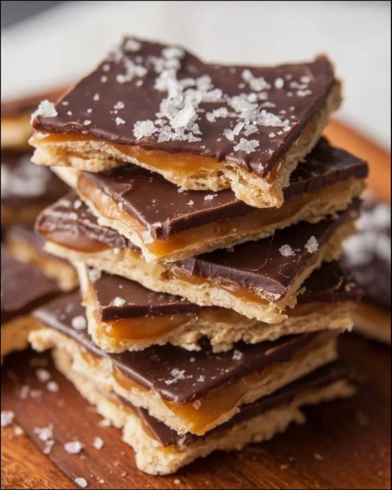 Delicious homemade Saltine Cracker Candy topped with chocolate and nuts.