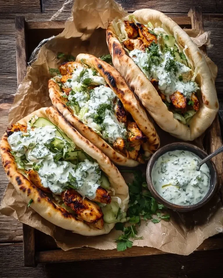 Sheet pan chicken pitas with herby ranch served on a plate