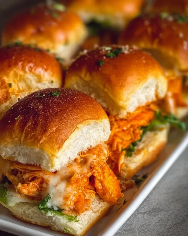 Spicy Buffalo Chicken Sliders served on a platter