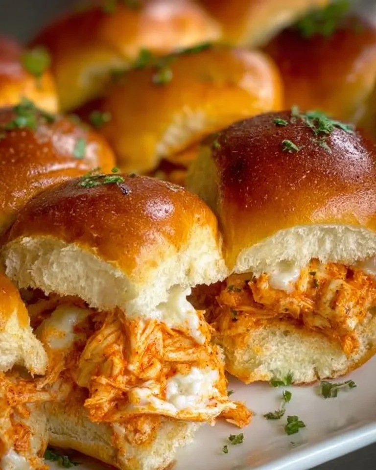 Spicy Buffalo Chicken Sliders with toppings on a platter