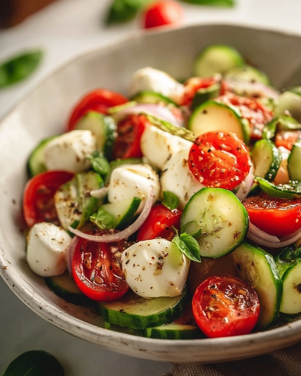 Juicy Cucumber Caprese Salad