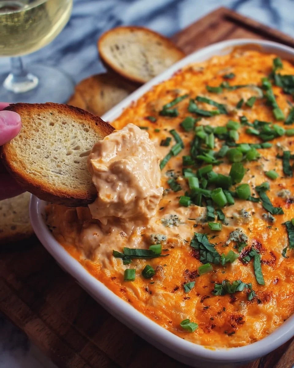 Vegetarian Cheesy White Bean Buffalo Dip served in a bowl with tortilla chips