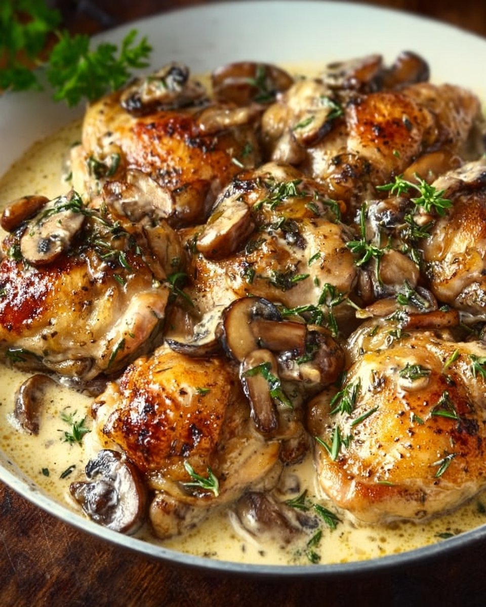 Creamy Garlic Mushroom Chicken Thighs