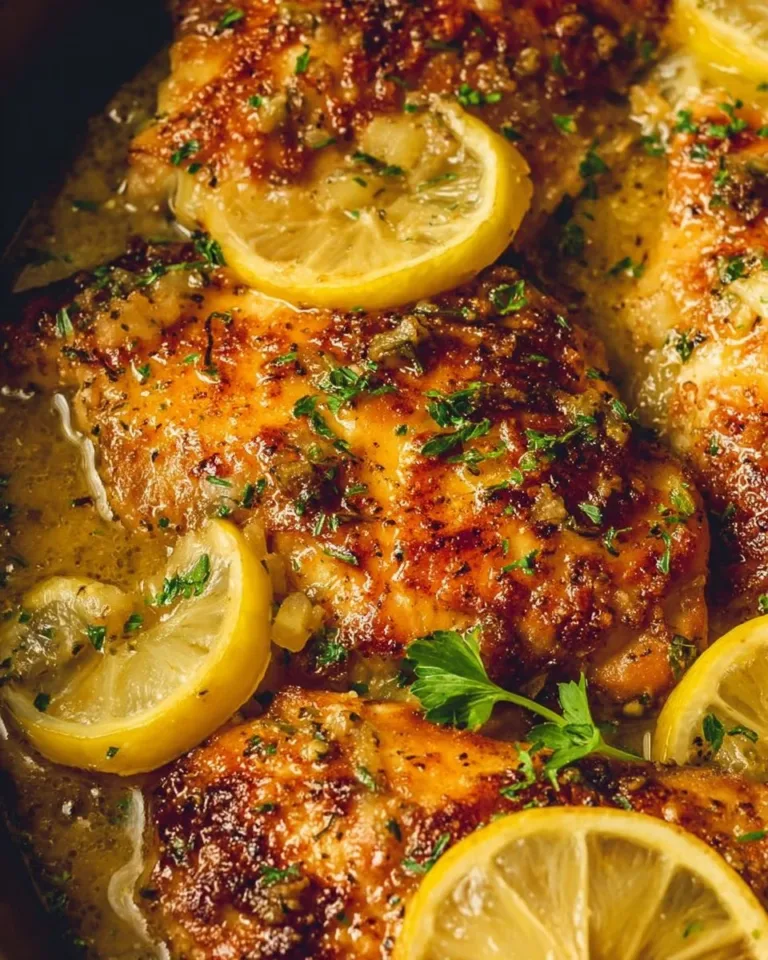 Delicious 30-minute lemon chicken served with fresh herbs and lemon slices