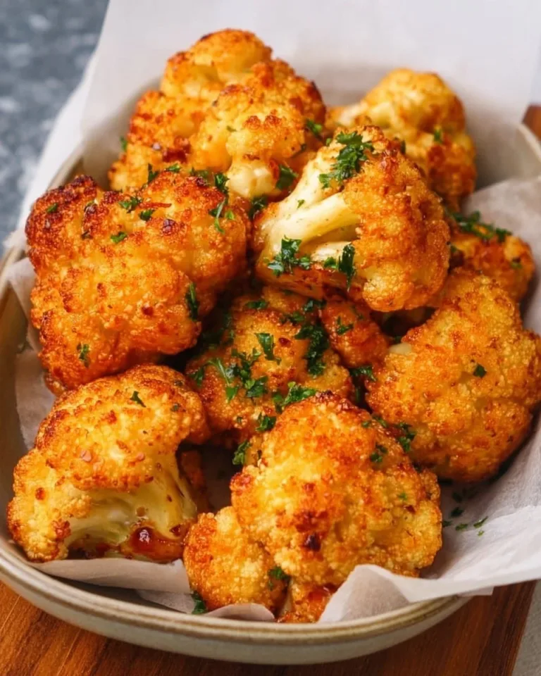 Crispy air fryer cauliflower served in a bowl