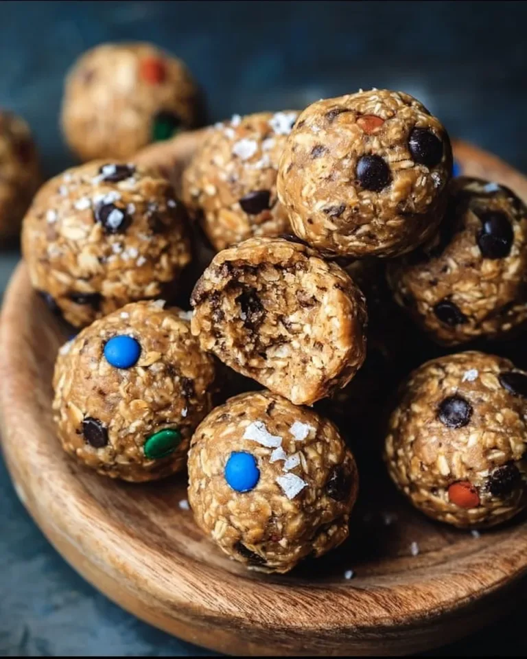 Delicious monster cookie protein balls loaded with chocolate and oats