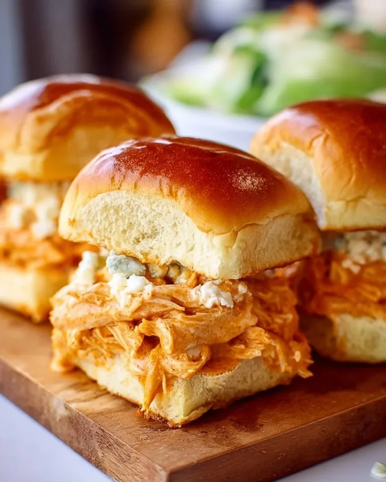 Buffalo Chicken Sliders served on a plate with garnishes