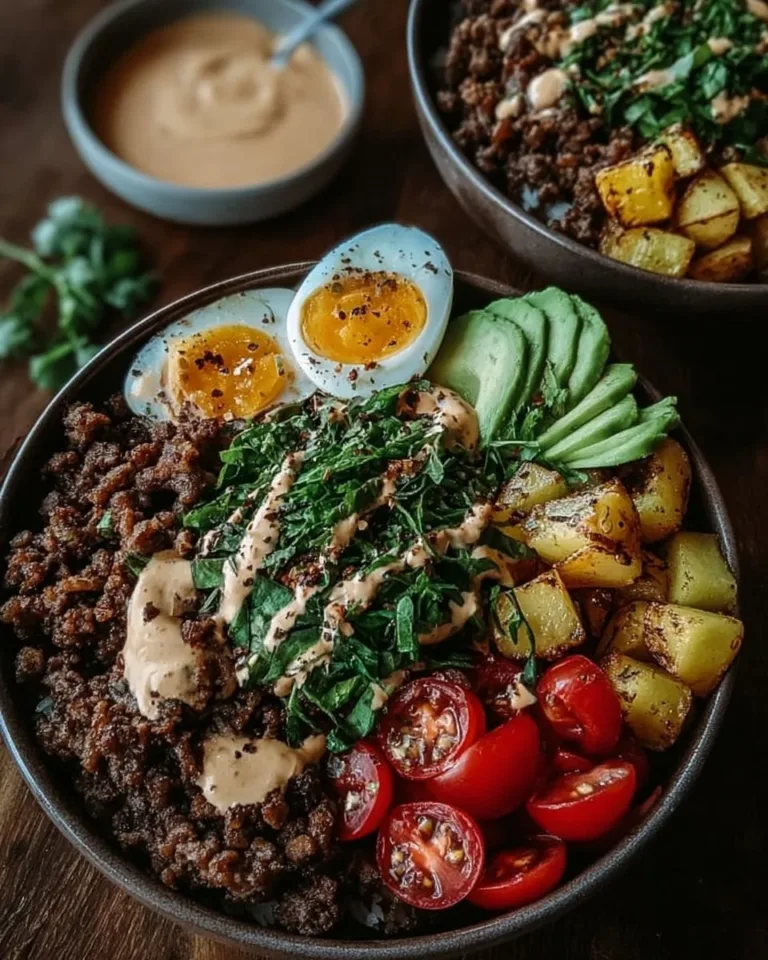 Delicious burger bowls topped with fresh ingredients and flavorful sauces