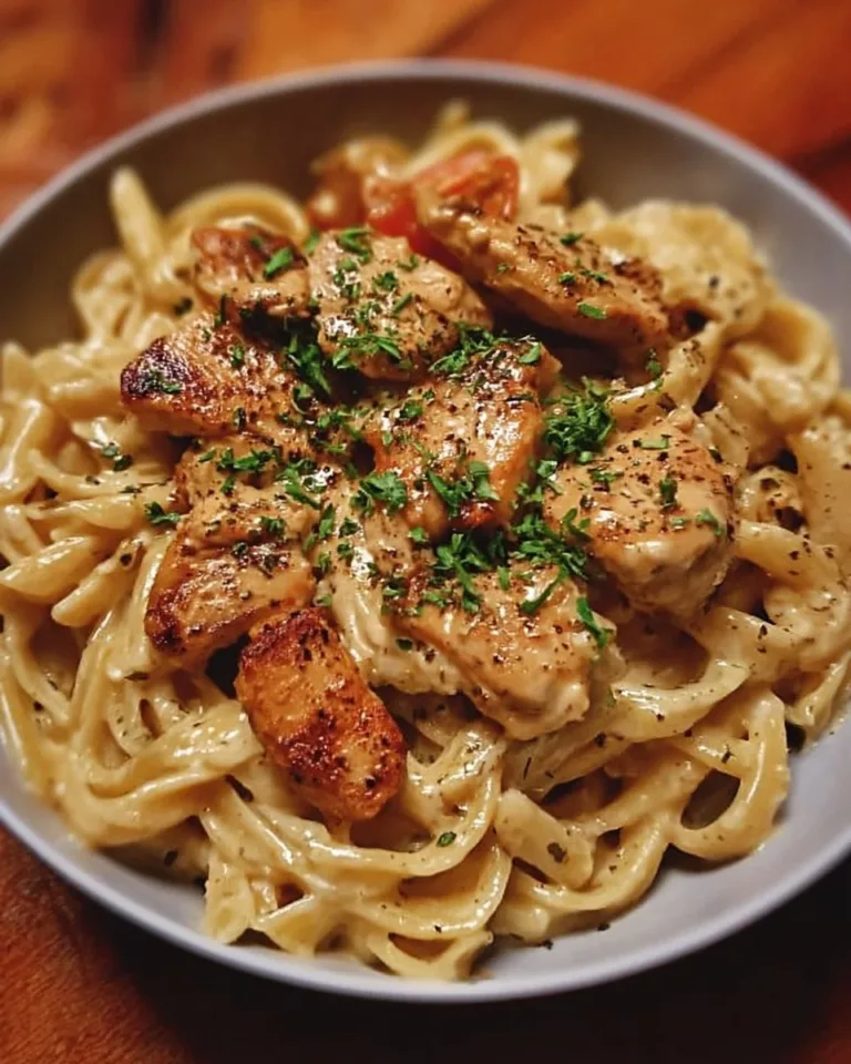 Delicious Cajun Chicken Pasta garnished with fresh herbs