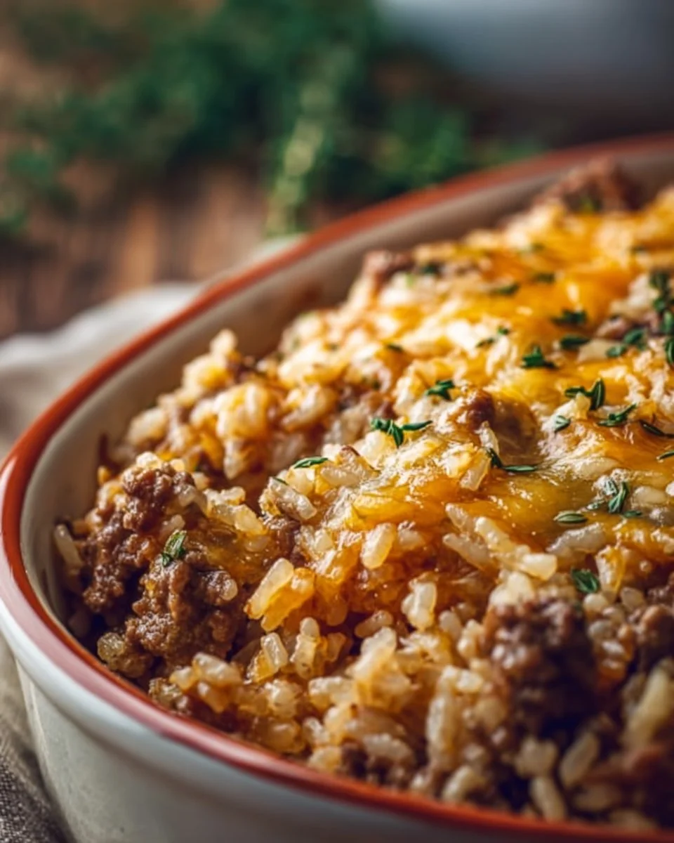 Cheesy Ground Beef and Rice Casserole