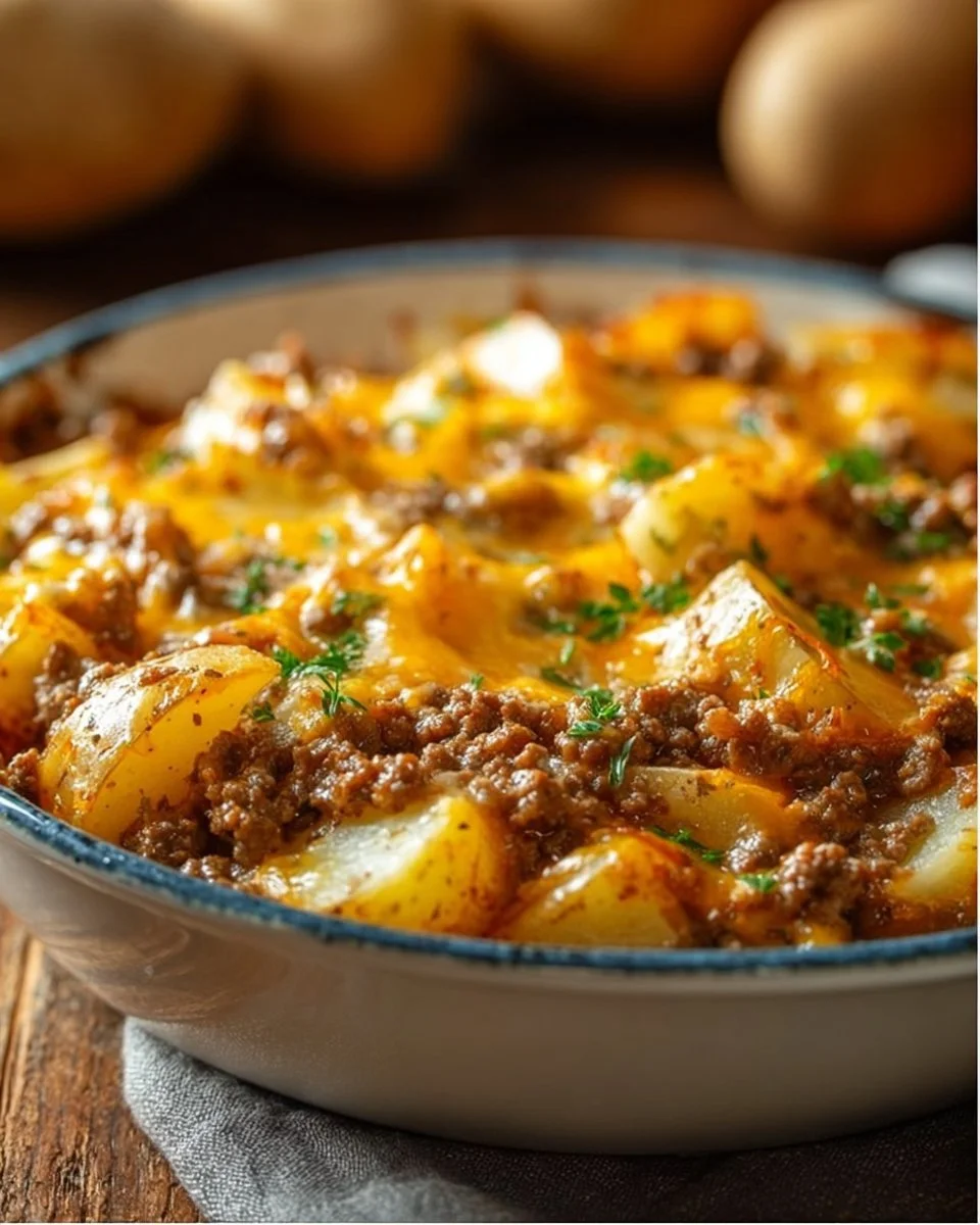 Cheesy Ground Beef & Potato Casserole