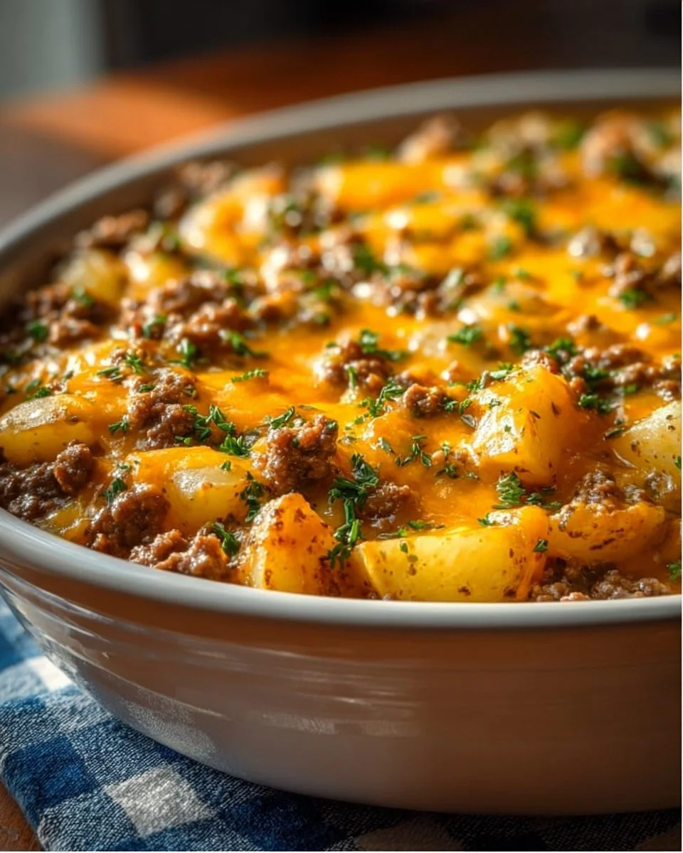 Cheesy Ground Beef & Potato Casserole